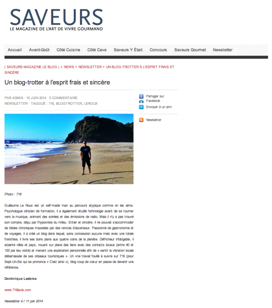 Saveurs Magazine Newsletter - 2014:06:11